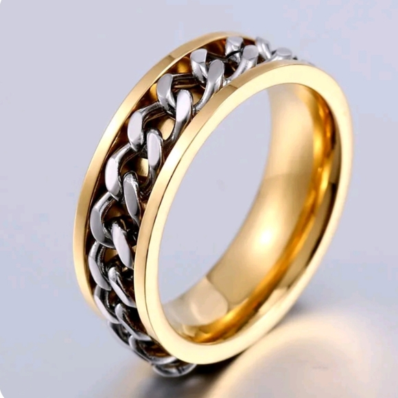 Mens - Chain Rings Stainless Steel Rings Hip Hop Size 11 - Picture 1 of 7